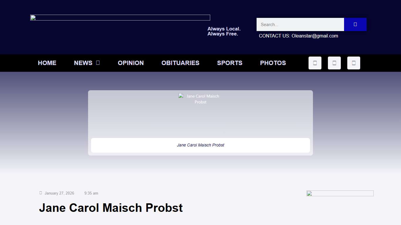 Jane Carol Maisch Probst – Olean Star