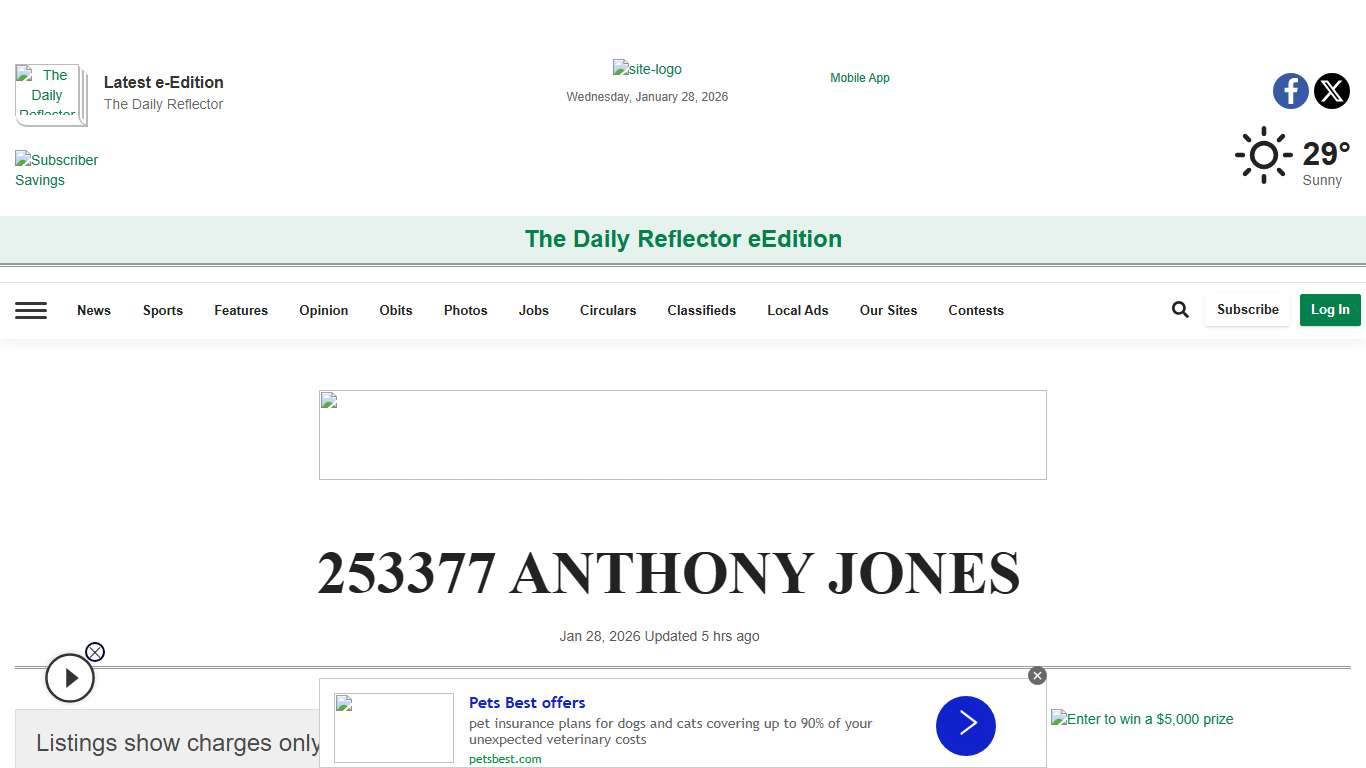 253377 ANTHONY JONES Jail Bookings reflector.com